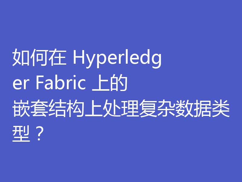 如何在 Hyperledger Fabric 上的嵌套结构上处理复杂数据类型?