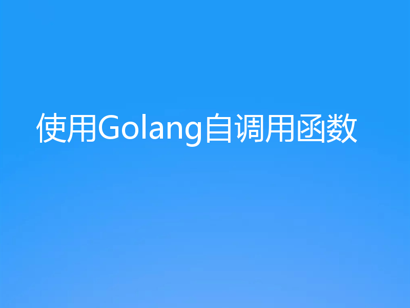 使用Golang自调用函数