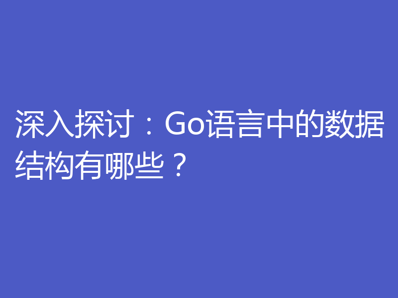 深入探讨:Go语言中的数据结构有哪些?