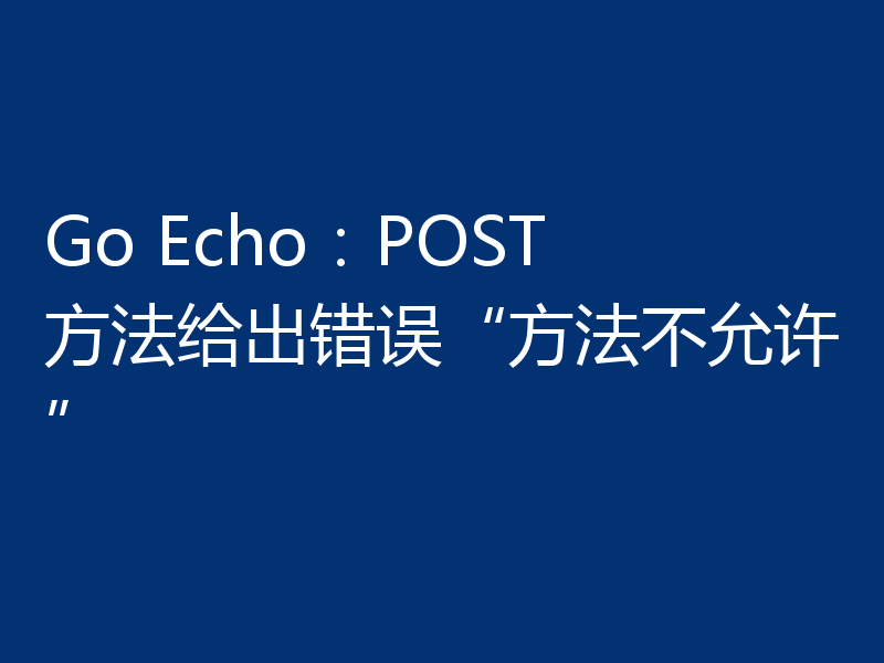 Go Echo:POST 方法给出错误“方法不允许”