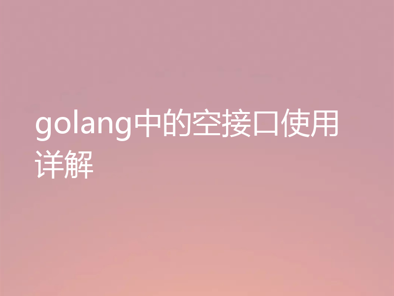 golang中的空接口使用详解