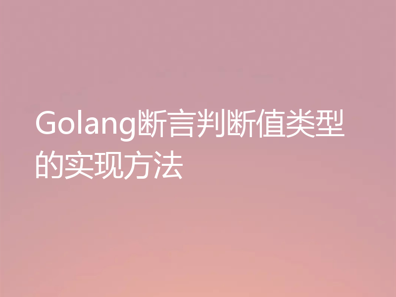 Golang断言判断值类型的实现方法