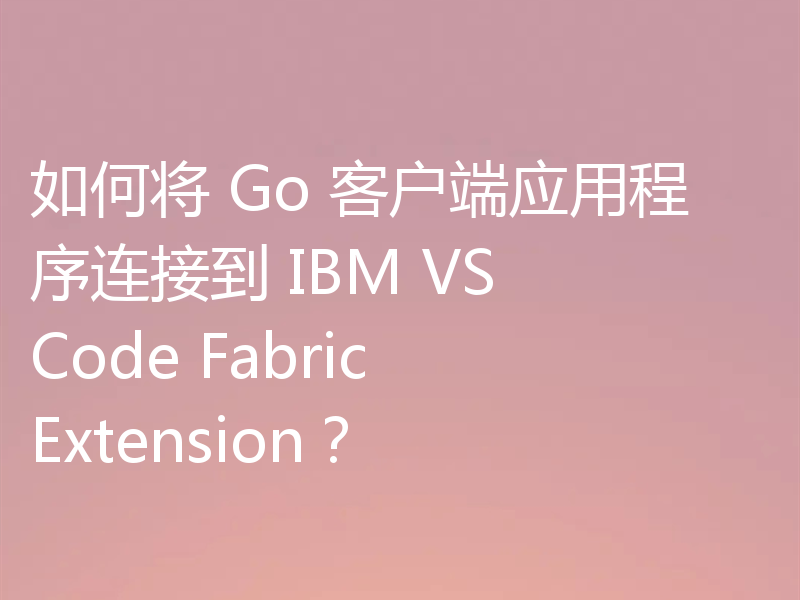 如何将 Go 客户端应用程序连接到 IBM VS Code Fabric Extension?