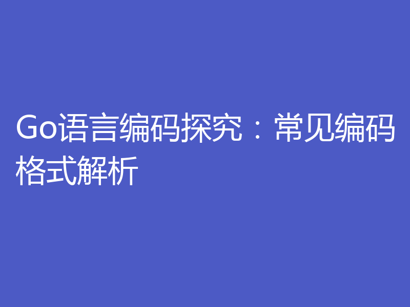 Go语言编码探究:常见编码格式解析