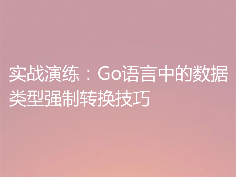 实战演练:Go语言中的数据类型强制转换技巧