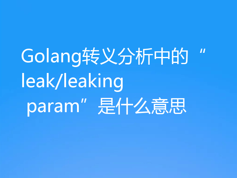 Golang转义分析中的“leak/leaking param”是什么意思