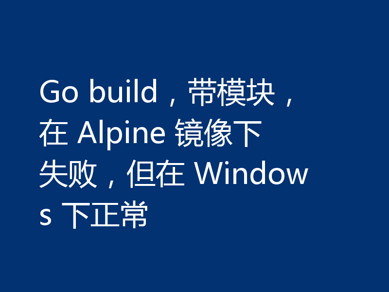 Go build,带模块,在 Alpine 镜像下失败,但在 Windows 下正常