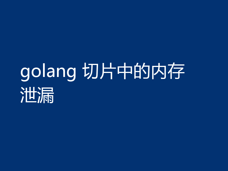 golang 切片中的内存泄漏