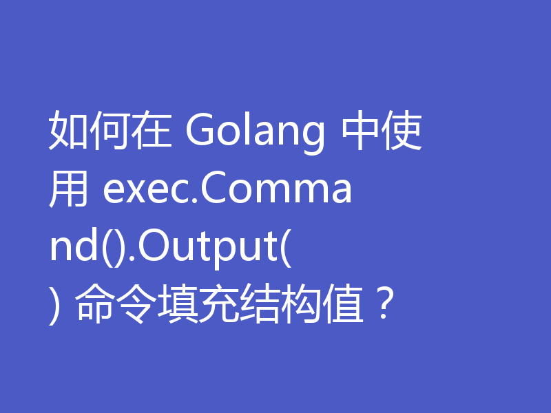 如何在 Golang 中使用 exec.Command().Output() 命令填充结构值?