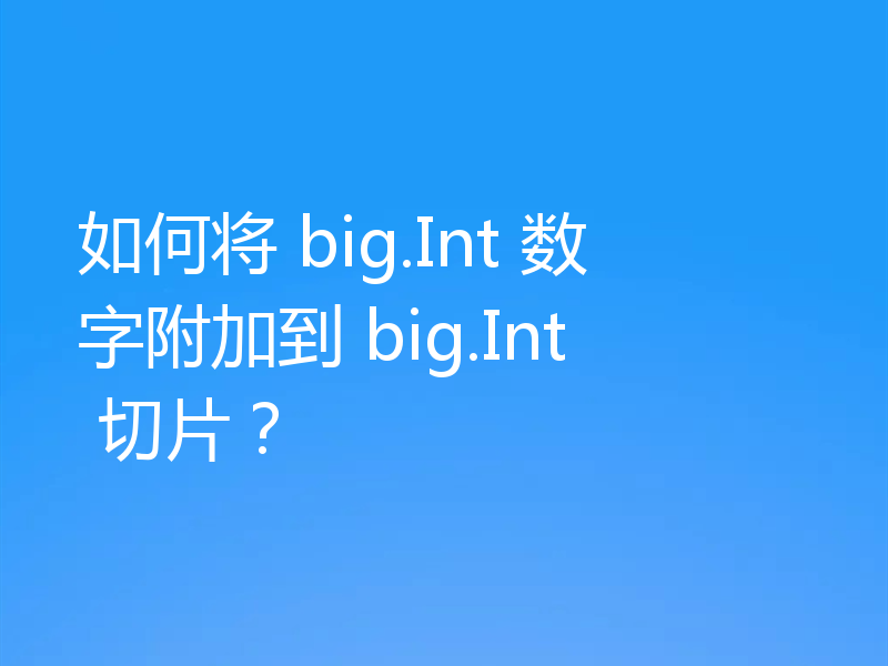 如何将 big.Int 数字附加到 big.Int 切片?