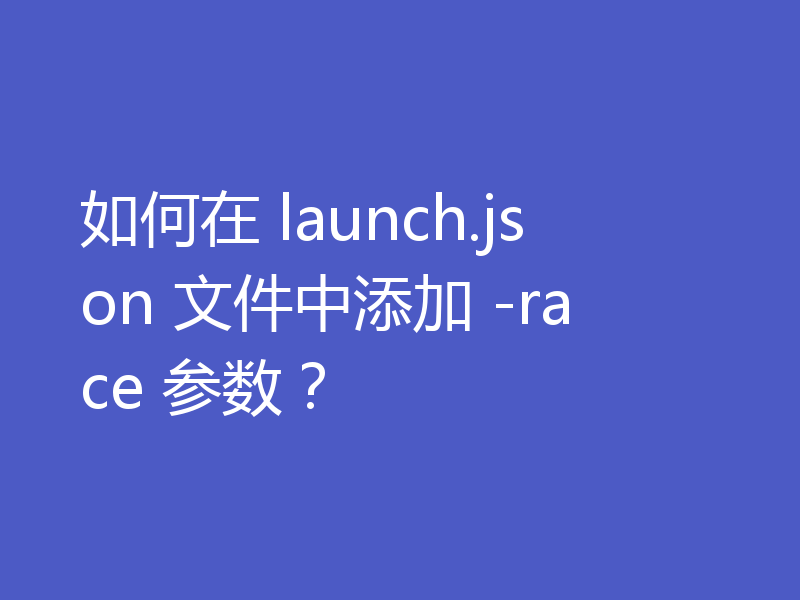 如何在 launch.json 文件中添加 -race 参数?