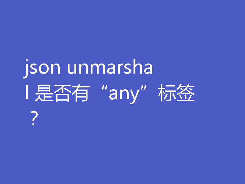 json unmarshal 是否有“any”标签?