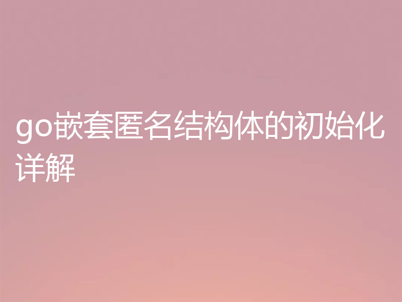 go嵌套匿名结构体的初始化详解