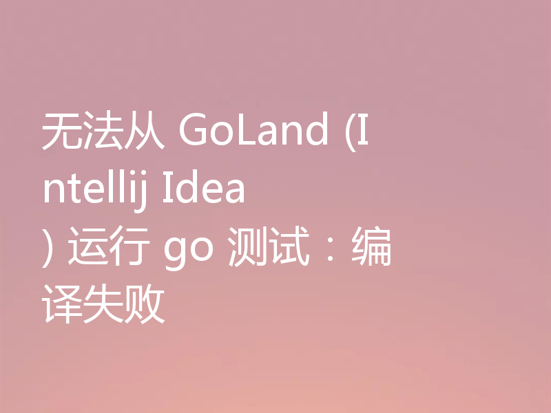 无法从 GoLand (Intellij Idea) 运行 go 测试:编译失败