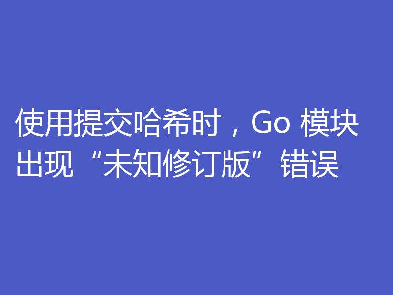 使用提交哈希时,Go 模块出现“未知修订版”错误