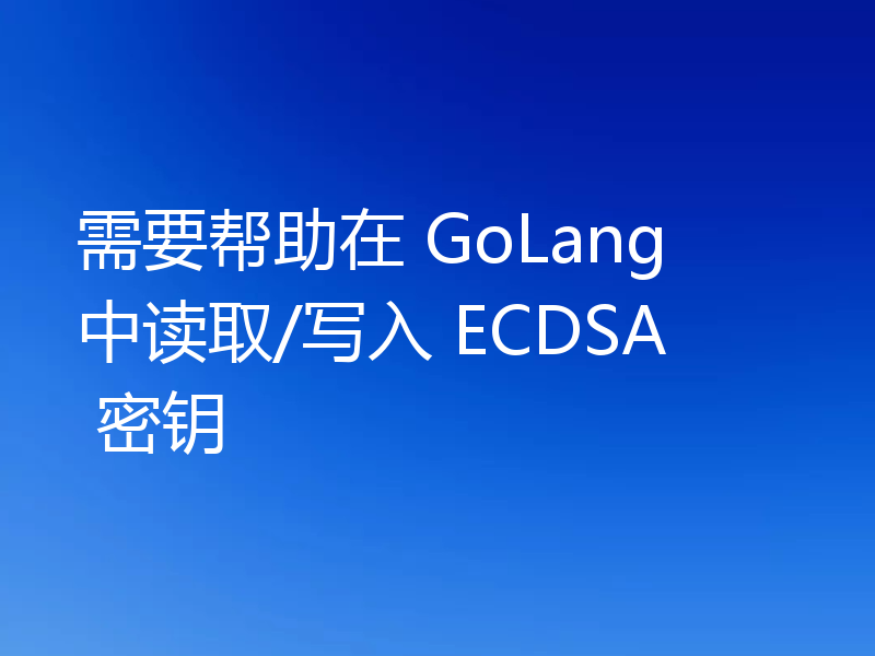 需要帮助在 GoLang 中读取/写入 ECDSA 密钥
