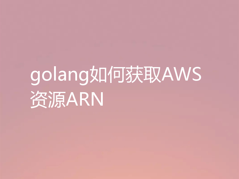 golang如何获取AWS资源ARN