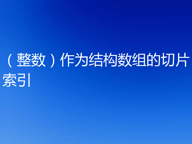 (整数)作为结构数组的切片索引