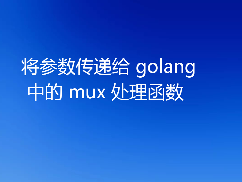 将参数传递给 golang 中的 mux 处理函数