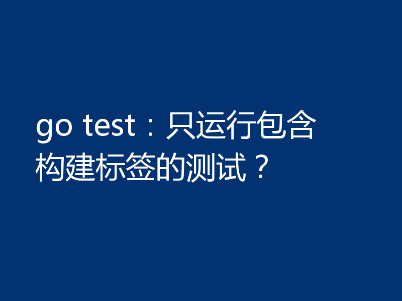 go test:只运行包含构建标签的测试?