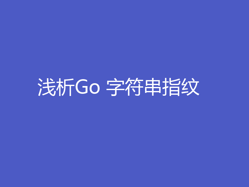 浅析Go 字符串指纹