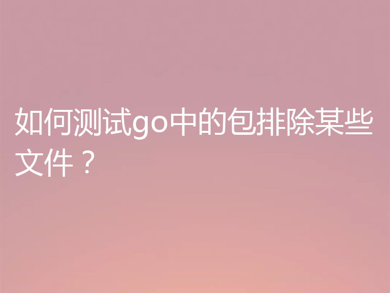如何测试go中的包排除某些文件?