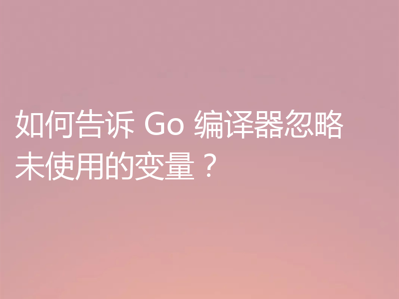 如何告诉 Go 编译器忽略未使用的变量?