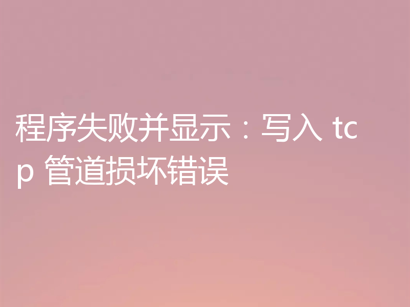 程序失败并显示:写入 tcp 管道损坏错误