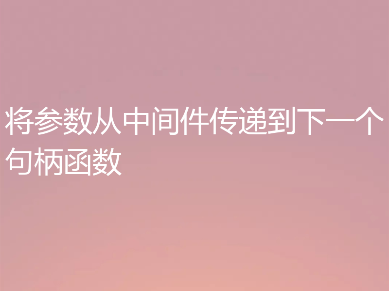 将参数从中间件传递到下一个句柄函数