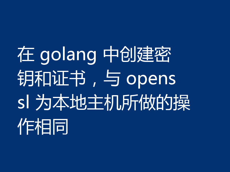 在 golang 中创建密钥和证书,与 openssl 为本地主机所做的操作相同