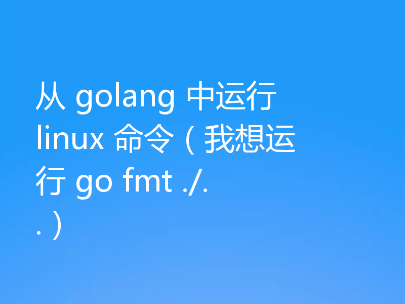 从 golang 中运行 linux 命令(我想运行 go fmt ./..)