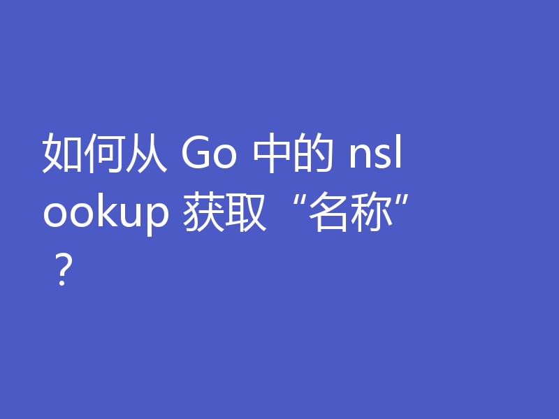 如何从 Go 中的 nslookup 获取“名称”?
