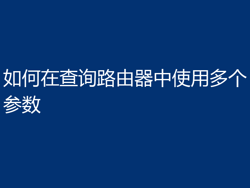 如何在查询路由器中使用多个参数