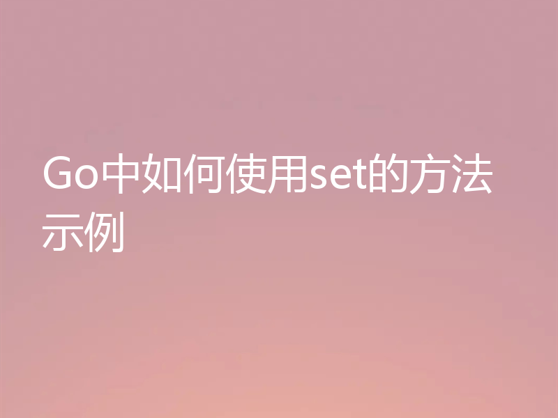 Go中如何使用set的方法示例