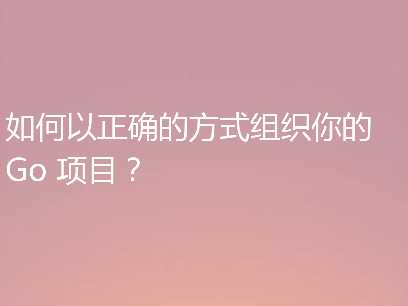 如何以正确的方式组织你的 Go 项目?