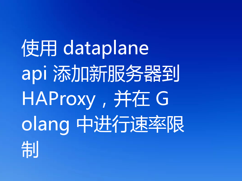 使用 dataplane api 添加新服务器到 HAProxy,并在 Golang 中进行速率限制
