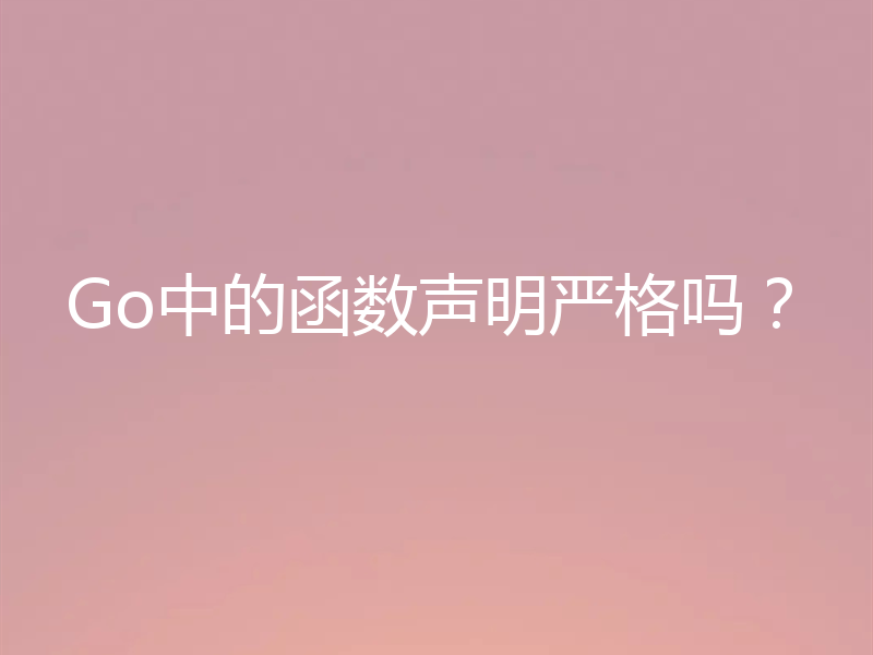 Go中的函数声明严格吗?