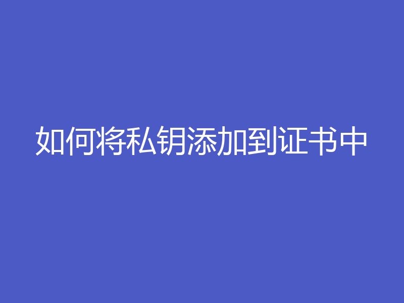 如何将私钥添加到证书中