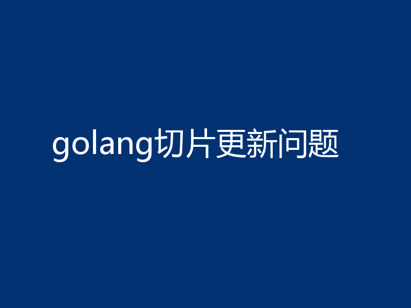 golang切片更新问题