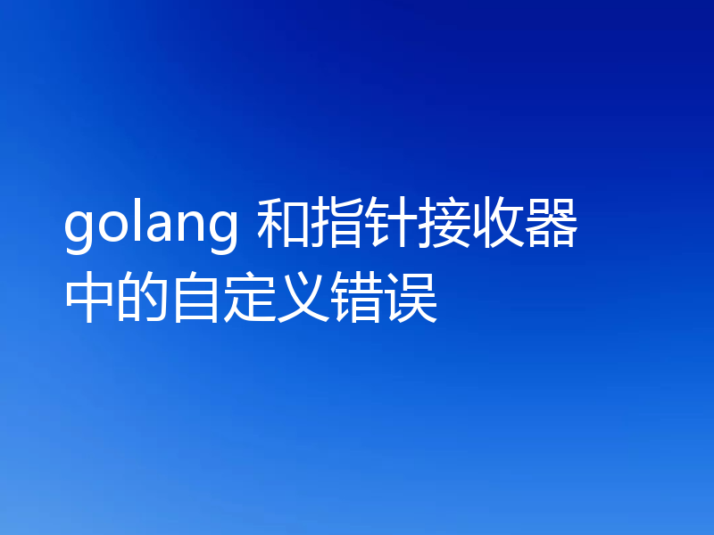 golang 和指针接收器中的自定义错误