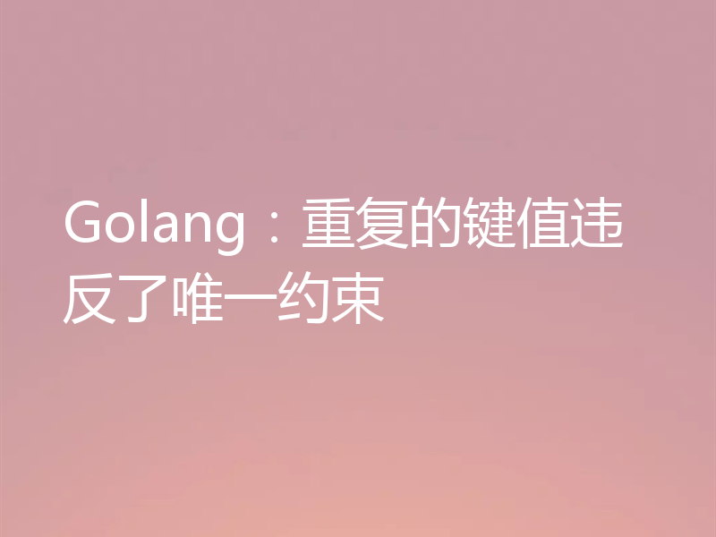 Golang:重复的键值违反了唯一约束
