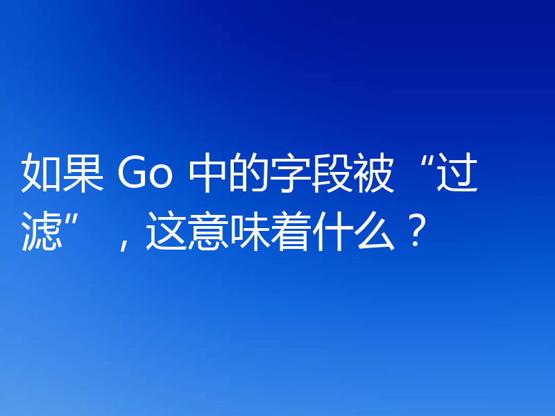 如果 Go 中的字段被“过滤”,这意味着什么?