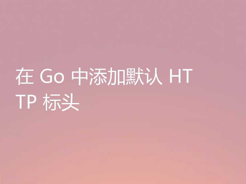 在 Go 中添加默认 HTTP 标头