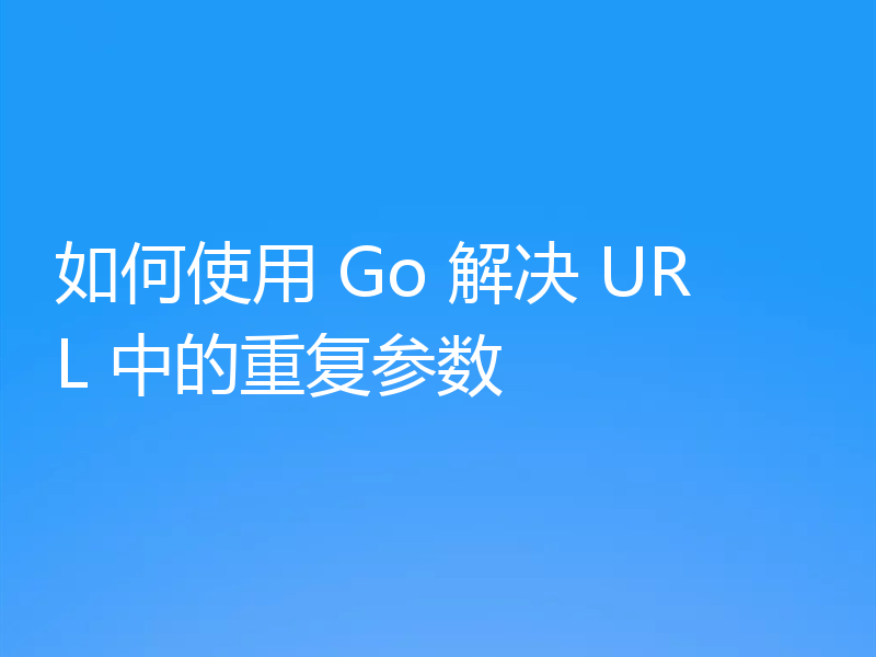 如何使用 Go 解决 URL 中的重复参数