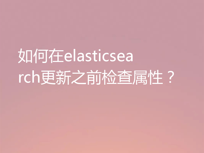 如何在elasticsearch更新之前检查属性？