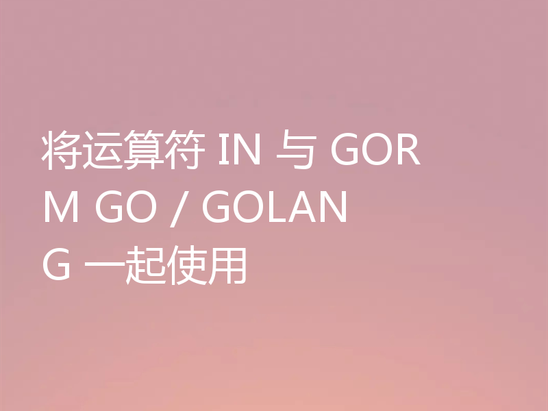 将运算符 IN 与 GORM GO / GOLANG 一起使用