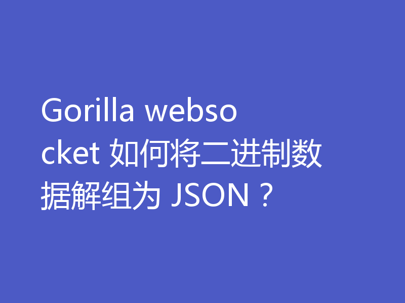 Gorilla websocket 如何将二进制数据解组为 JSON?