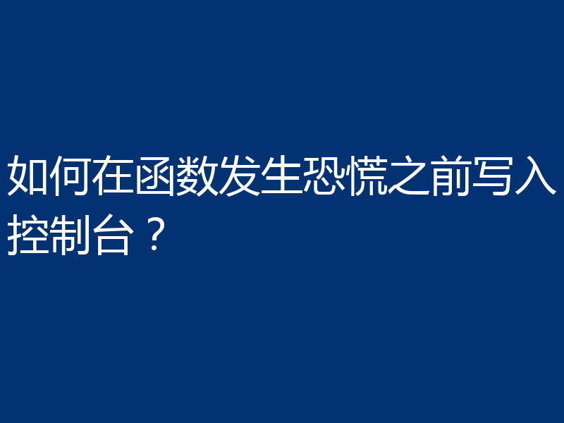 如何在函数发生恐慌之前写入控制台?