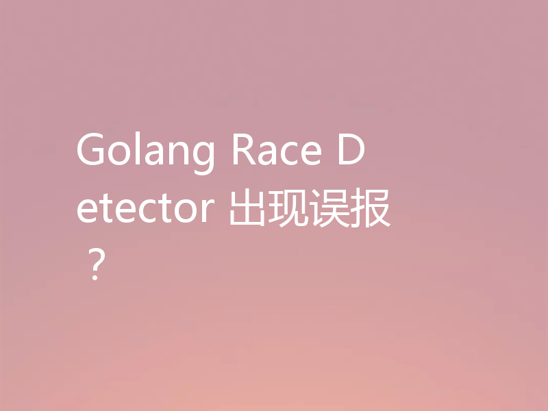 Golang Race Detector 出现误报?