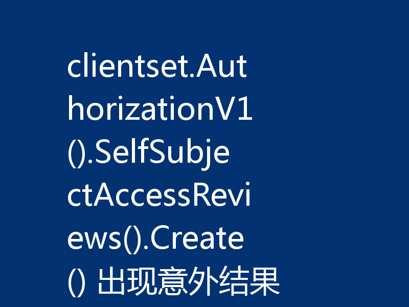 clientset.AuthorizationV1().SelfSubjectAccessReviews().Create() 出现意外结果